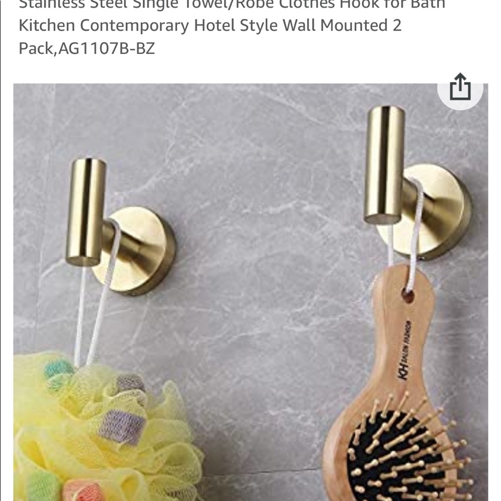 Brushed gold towel/robe hooks
